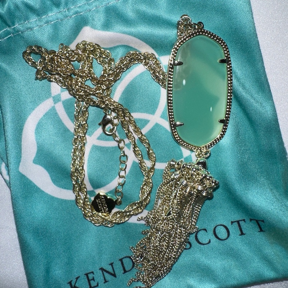 Kendra Scott Rayne Green Chalcedony Long Pendant Necklace